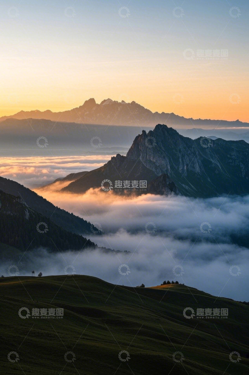 高清大图下载【趣麦麦图】山间云海日出自然风光