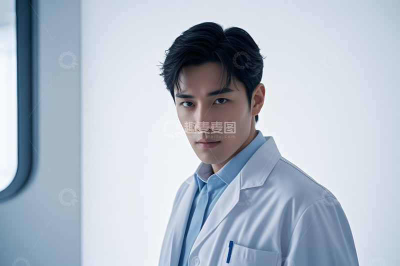 高清大图下载【趣麦麦图】穿白大褂男士正面肖像