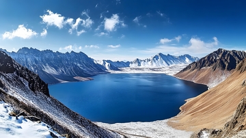 高山湖泊雪景风光摄影图片
