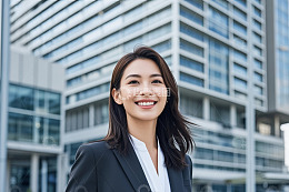 户外商务女性微笑肖像