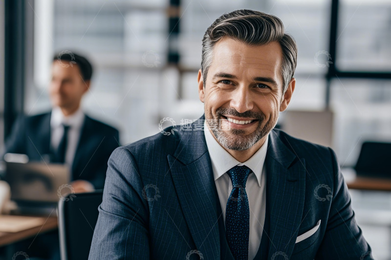 高清大图下载【趣麦麦图】办公室内微笑的商务男士