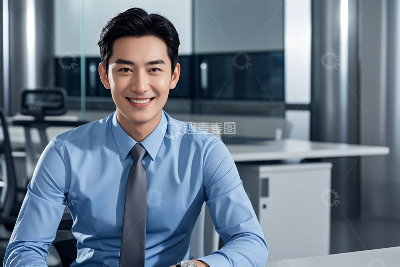 高清大图下载【趣麦麦图】商务男士办公室微笑肖像