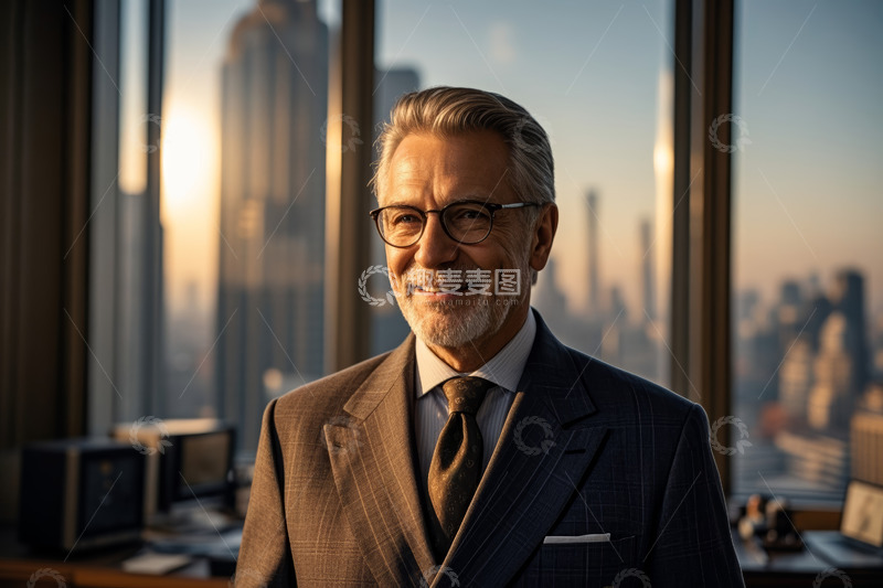 高清大图下载【趣麦麦图】商务男士于办公室内微笑留影