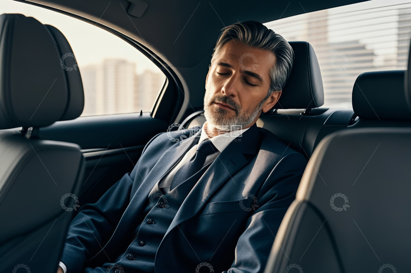 高清大图下载【趣麦麦图】商务男士车内小憩