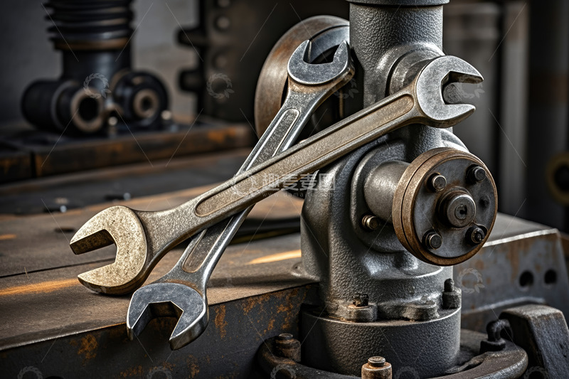 高清大图下载【趣麦麦图】工业设备上的金属扳手