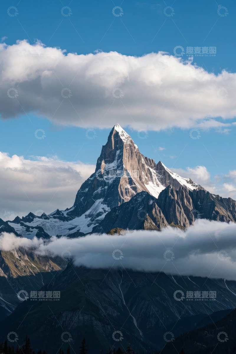 高清大图下载【趣麦麦图】雪山与白云的自然景观