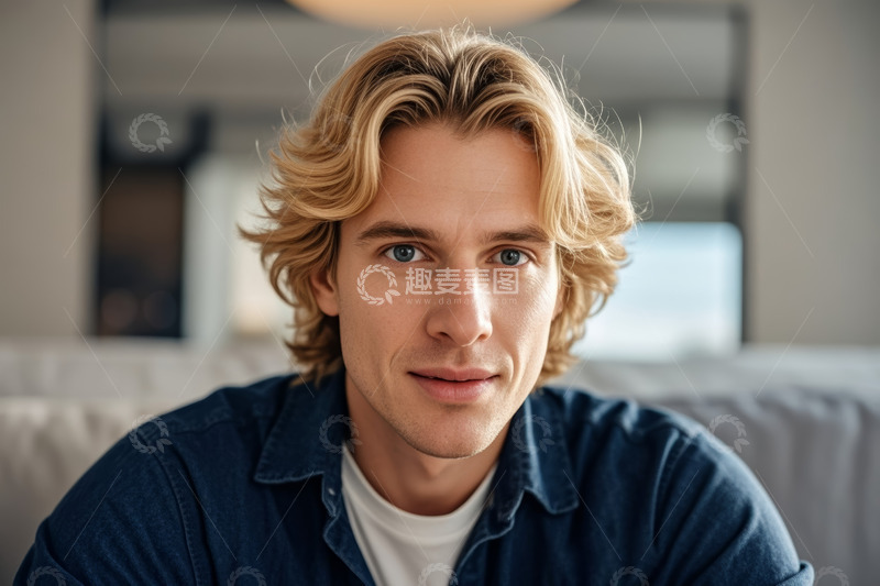 高清大图下载【趣麦麦图】室内男士近景肖像