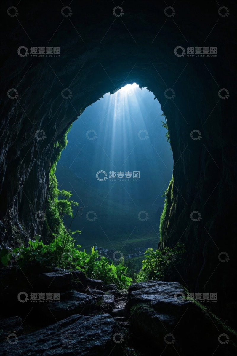 高清大图下载【趣麦麦图】洞穴口阳光照射自然景观