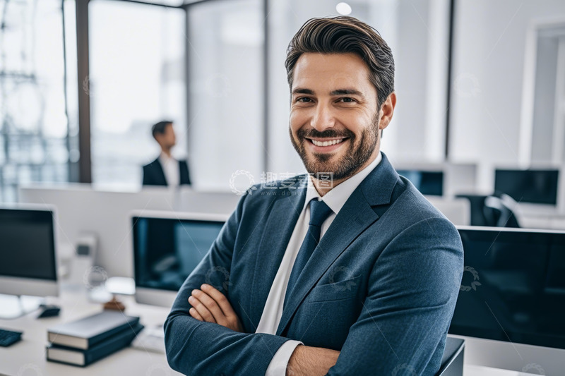 高清大图下载【趣麦麦图】办公室内微笑的商务男士