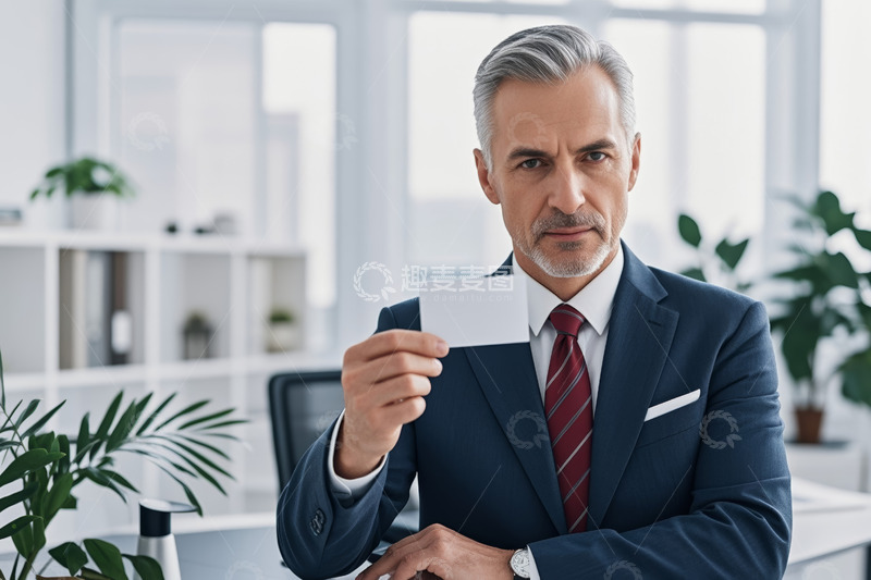 高清大图下载【趣麦麦图】商务男士办公室展示空白名片