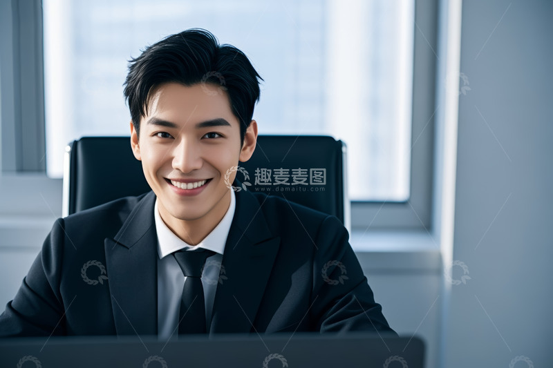 高清大图下载【趣麦麦图】商务男士微笑办公