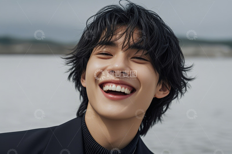 高清大图下载【趣麦麦图】户外微笑男士特写