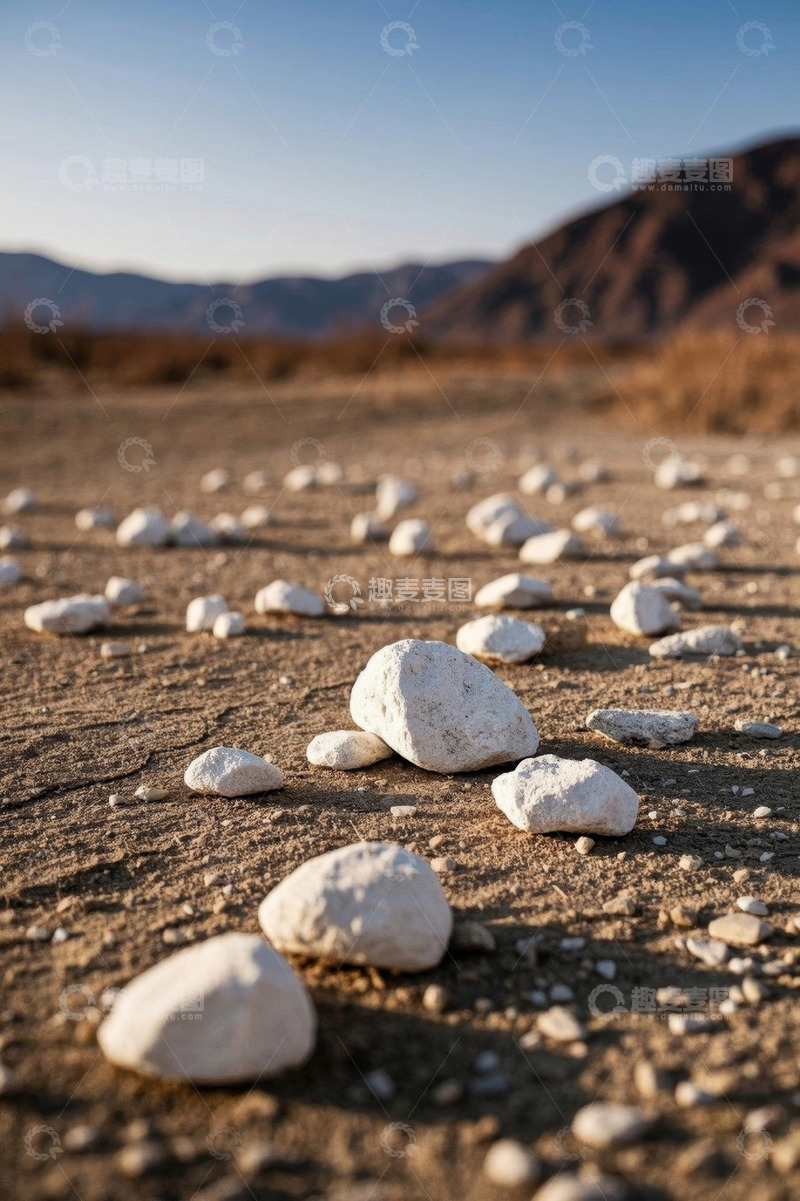 高清大图下载【趣麦麦图】地面散落白色岩石自然风光
