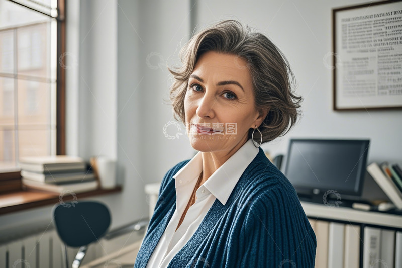 高清大图下载【趣麦麦图】办公室内成熟女性微笑肖像