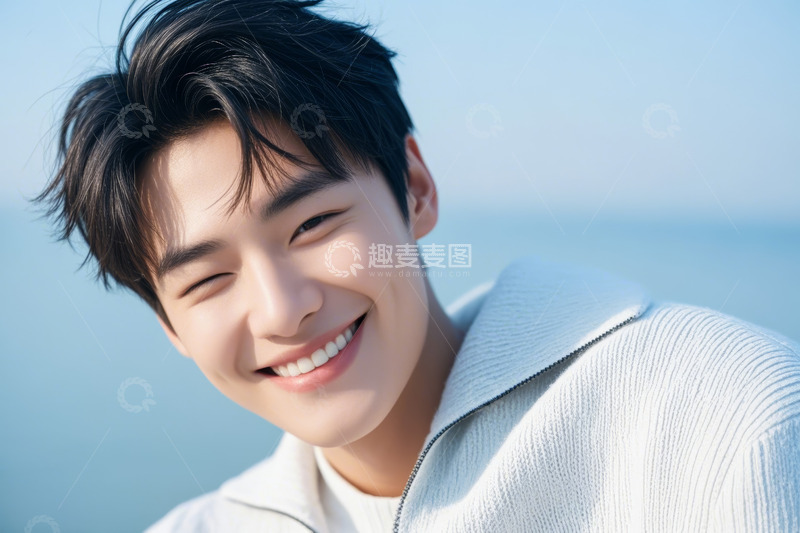 高清大图下载【趣麦麦图】海边微笑男子特写