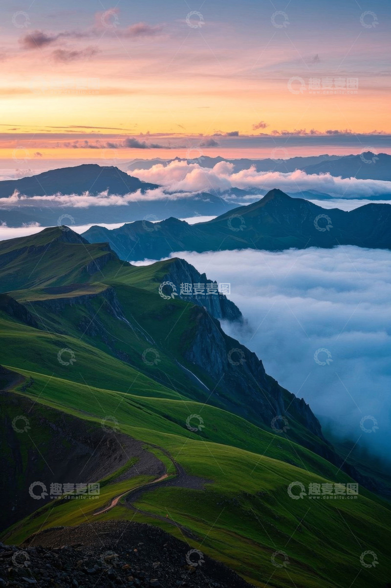 高清大图下载【趣麦麦图】山间云海日出自然风光