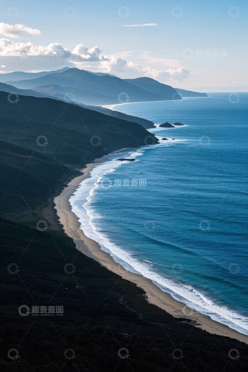 高清大图下载【趣麦麦图】山海相依的海滩风光