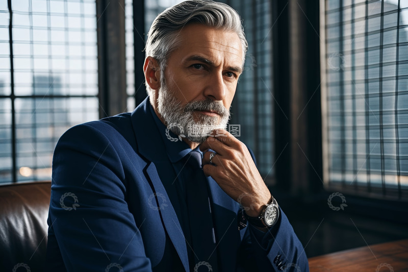 高清大图下载【趣麦麦图】商务男士办公室沉思特写