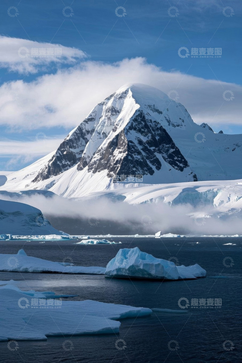 高清大图下载【趣麦麦图】南极雪山与浮冰景观
