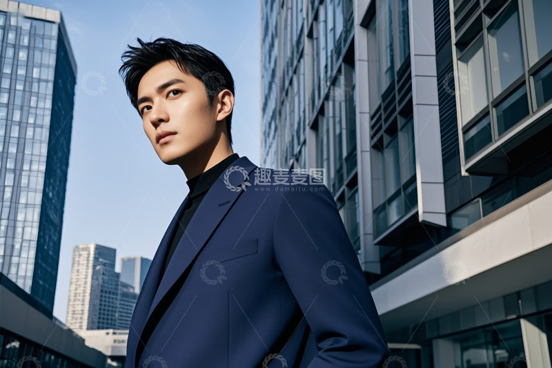 高清大图下载【趣麦麦图】身着西装男士于城市建筑前