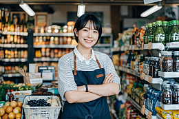 超市女员工双臂交叉站立