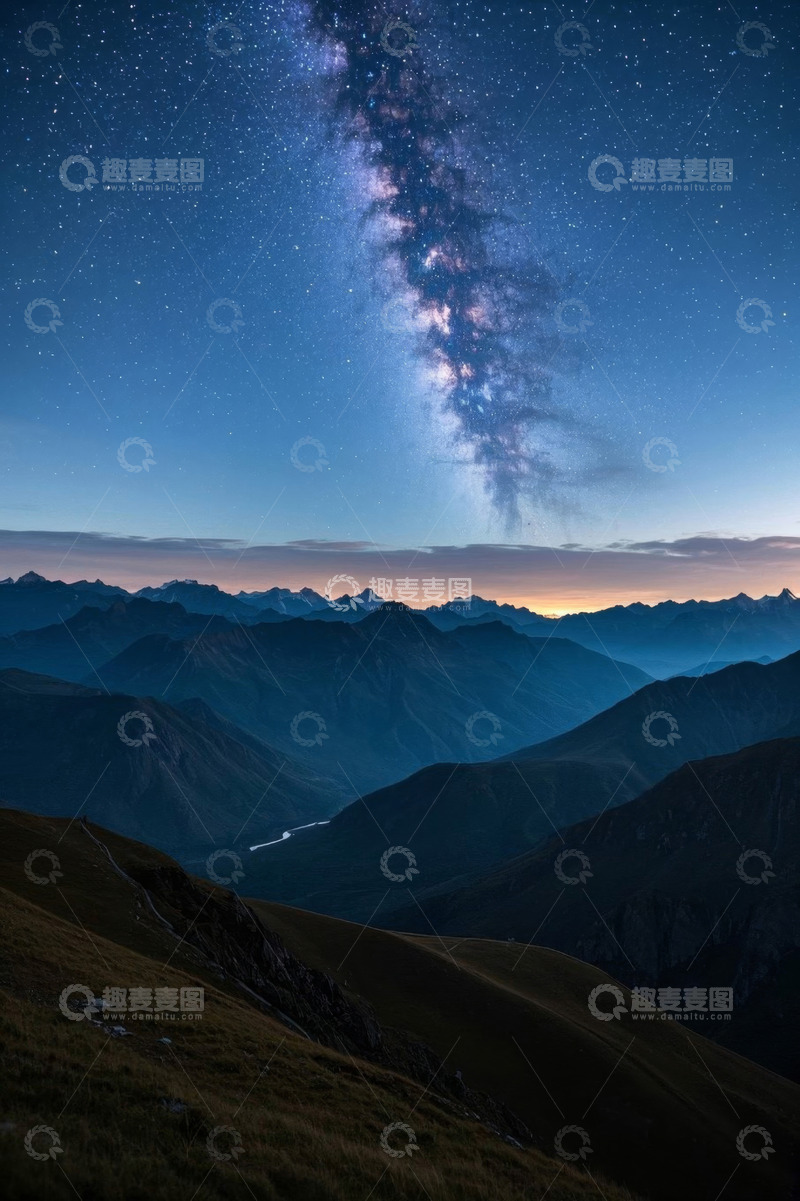 高清大图下载【趣麦麦图】山间星空夜景