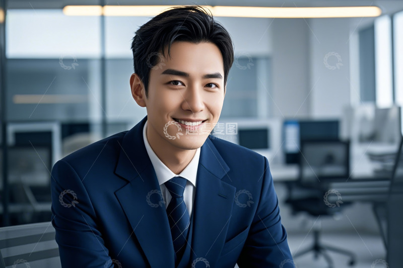 高清大图下载【趣麦麦图】商务男士办公室微笑特写