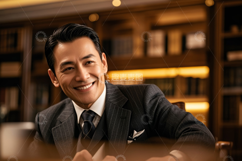 高清大图下载【趣麦麦图】西装男士微笑办公场景