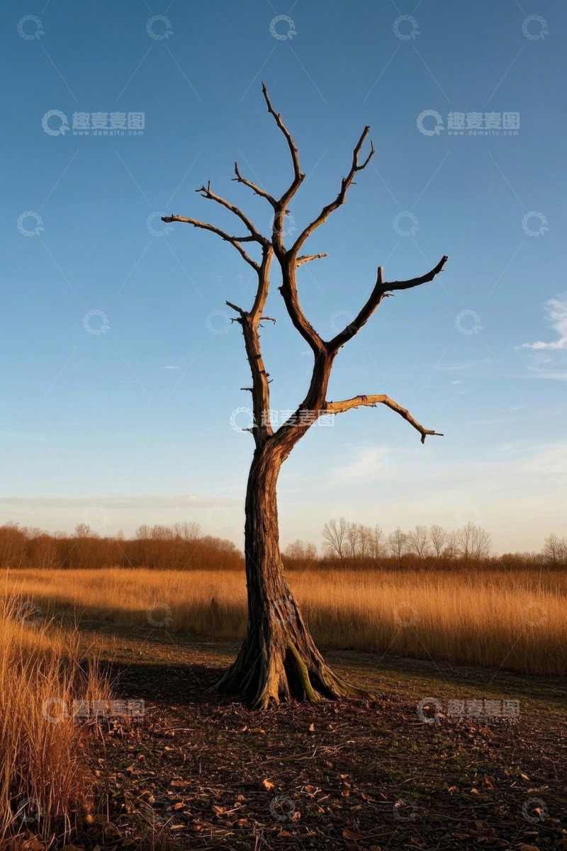 高清大图下载【趣麦麦图】旷野中的枯树自然景观