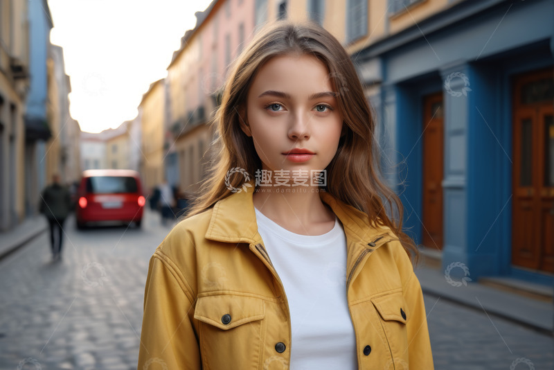 高清大图下载【趣麦麦图】街道上年轻女孩户外肖像
