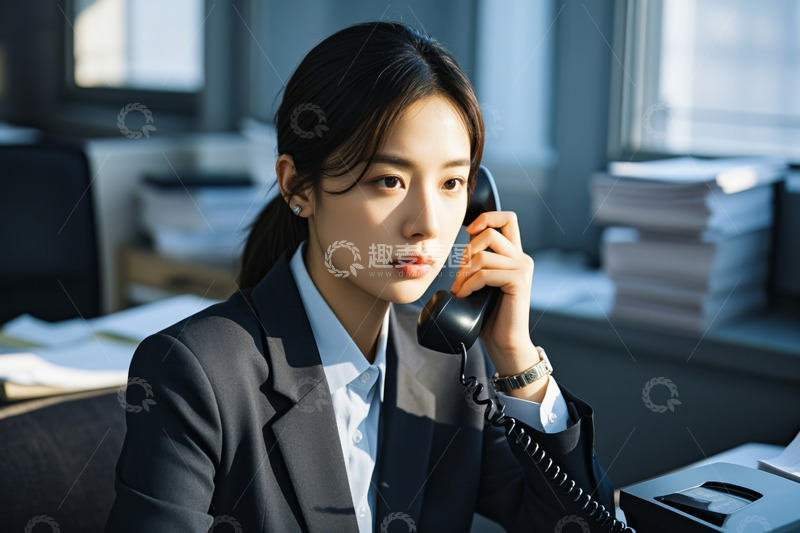 高清大图下载【趣麦麦图】职场女性办公室打电话