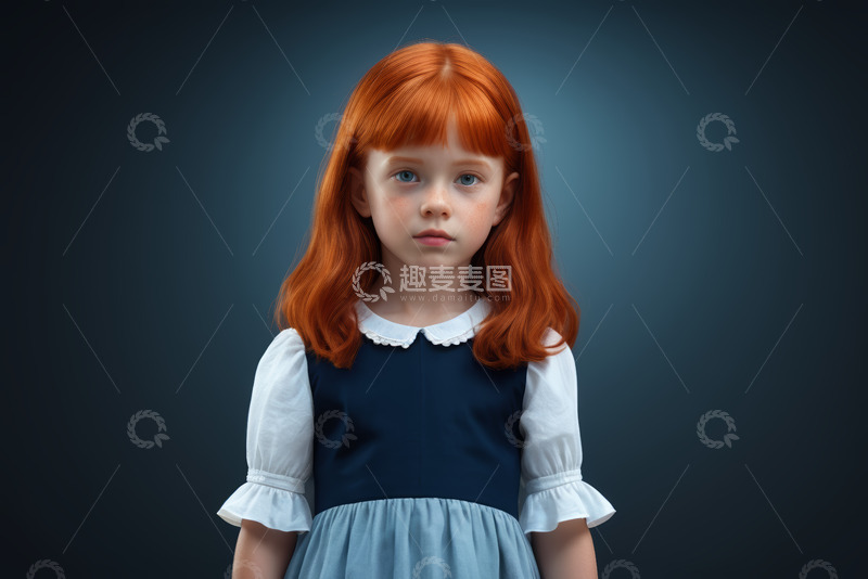 高清大图下载【趣麦麦图】红发小女孩肖像特写