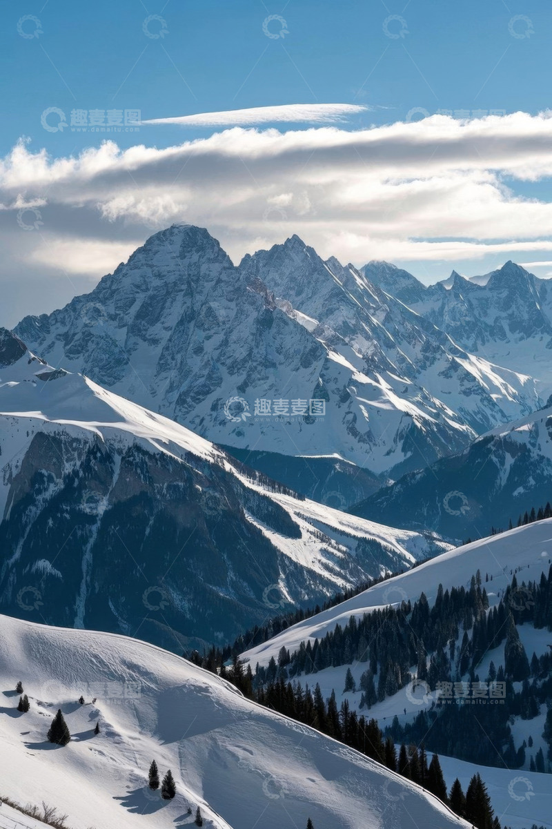 高清大图下载【趣麦麦图】雪山自然风光全景