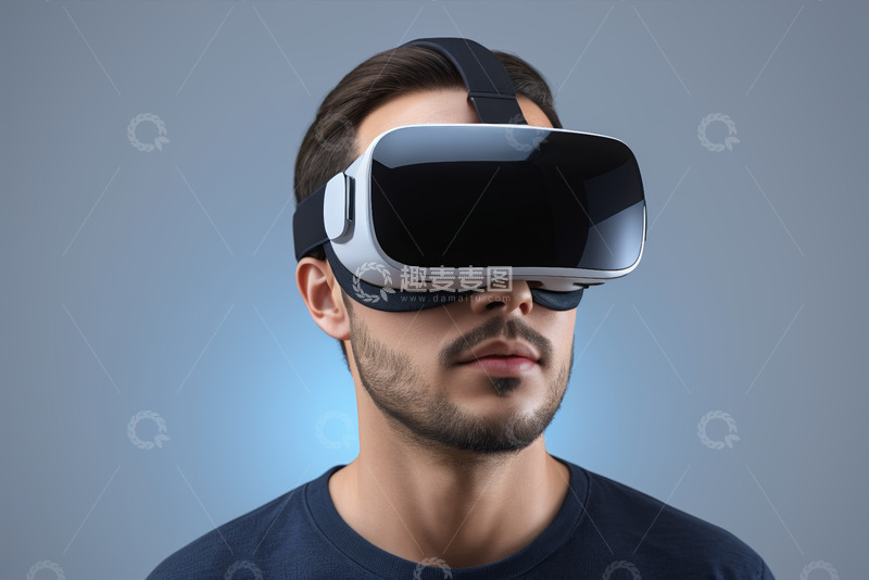 高清大图下载【趣麦麦图】男子佩戴虚拟现实眼镜