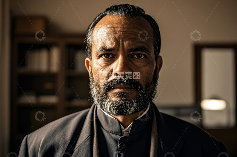 高清大图下载【趣麦麦图】中年男子室内肖像