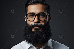 戴眼镜留胡须男性肖像