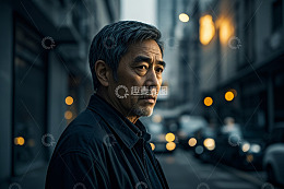 街道上的亚洲中老年男子