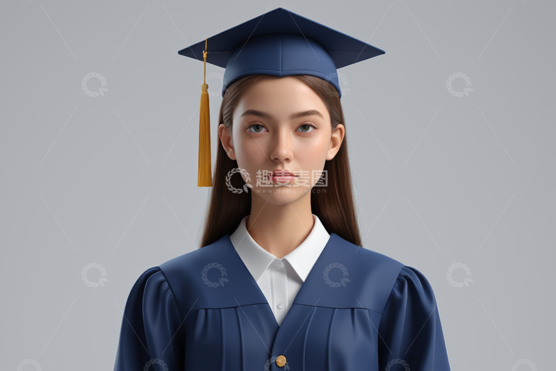 高清大图下载【趣麦麦图】身着学士服的毕业生肖像