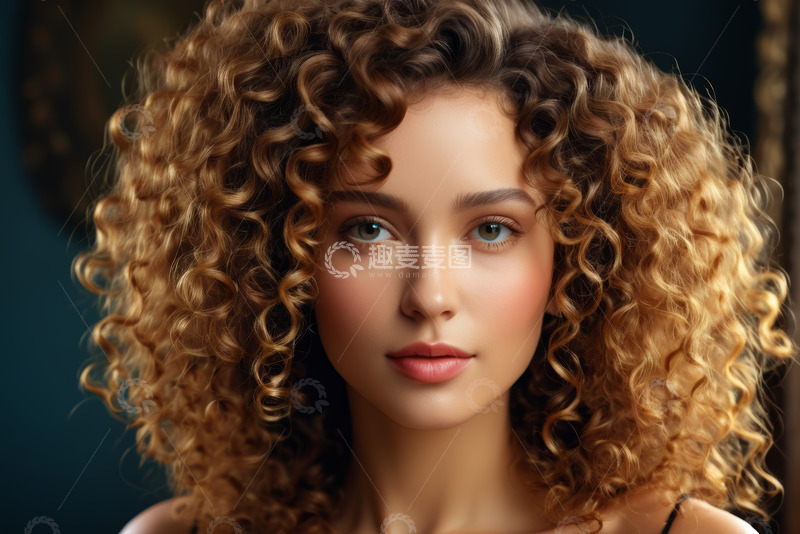 高清大图下载【趣麦麦图】卷发女子面部特写