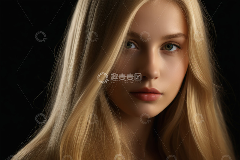 高清大图下载【趣麦麦图】金发女子面部特写肖像