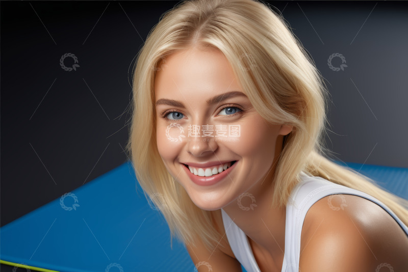 高清大图下载【趣麦麦图】金发女子微笑特写