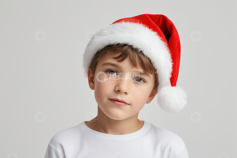高清大图下载【趣麦麦图】戴圣诞帽小男孩正面形象