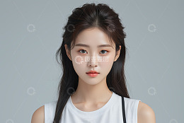 年轻女性半身肖像