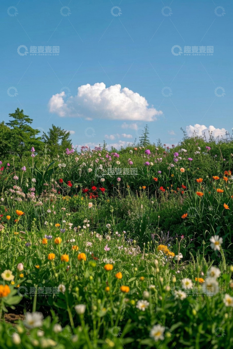 高清大图下载【趣麦麦图】多彩花卉盛放的自然景观