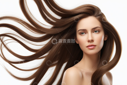 长发女性飘逸秀发特写