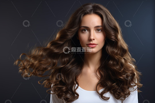 长发女性时尚肖像特写