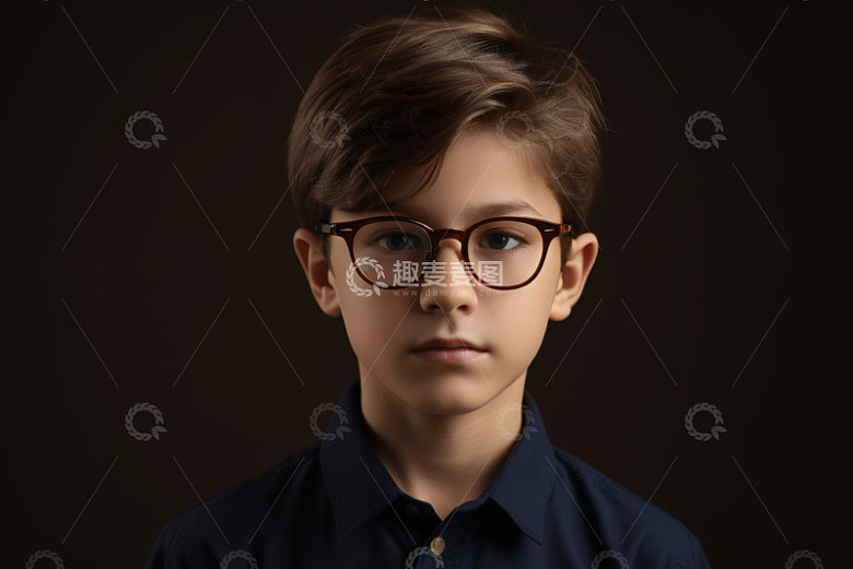 戴眼镜男孩的人物肖像