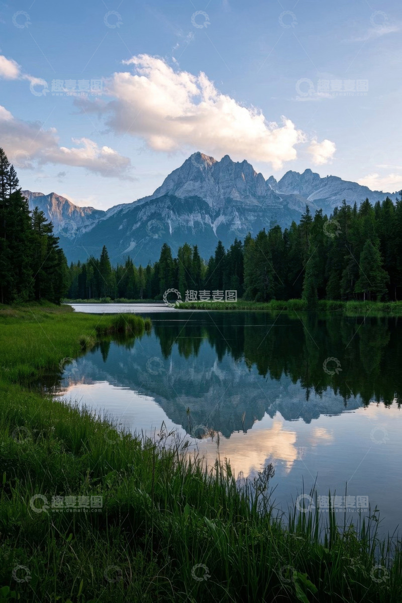 高清大图下载【趣麦麦图】山林间湖泊自然风光