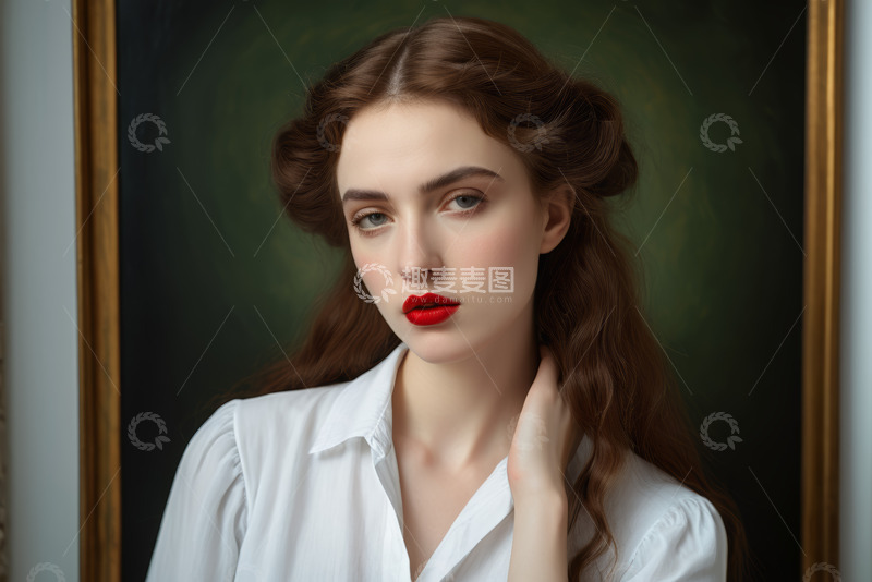 高清大图下载【趣麦麦图】年轻女子白衬衫优雅摆拍