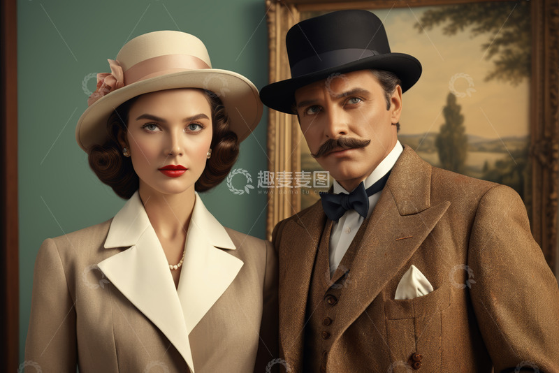 高清大图下载【趣麦麦图】复古装扮男女肖像